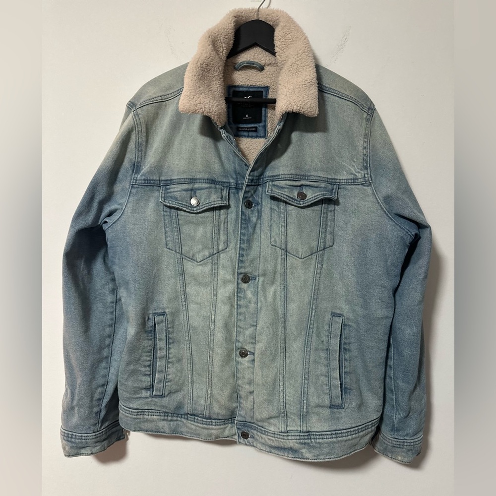 Hollister California Epic Flex Denim Fleece Lined Jacket SIZE XL